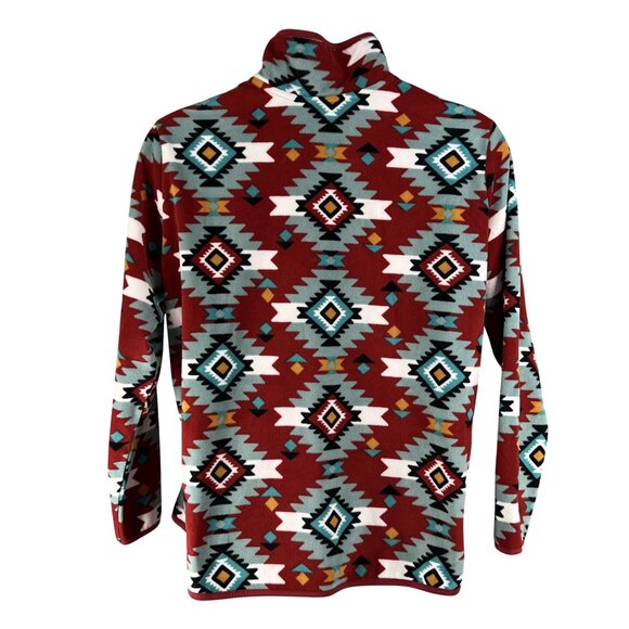 Wrangler Retro Unisex XL Aztec Oversized Pullover Fleece 1/4 Zip Jacket Medieval - Picture 6 of 16